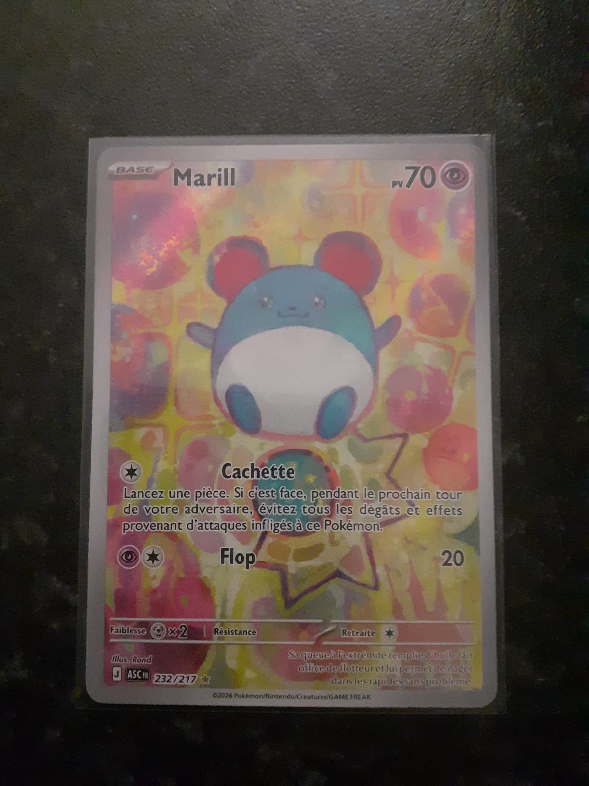 Carte Pokémon Marill AR 232/217 Héros Transcendants ME2.5 FR Neuve