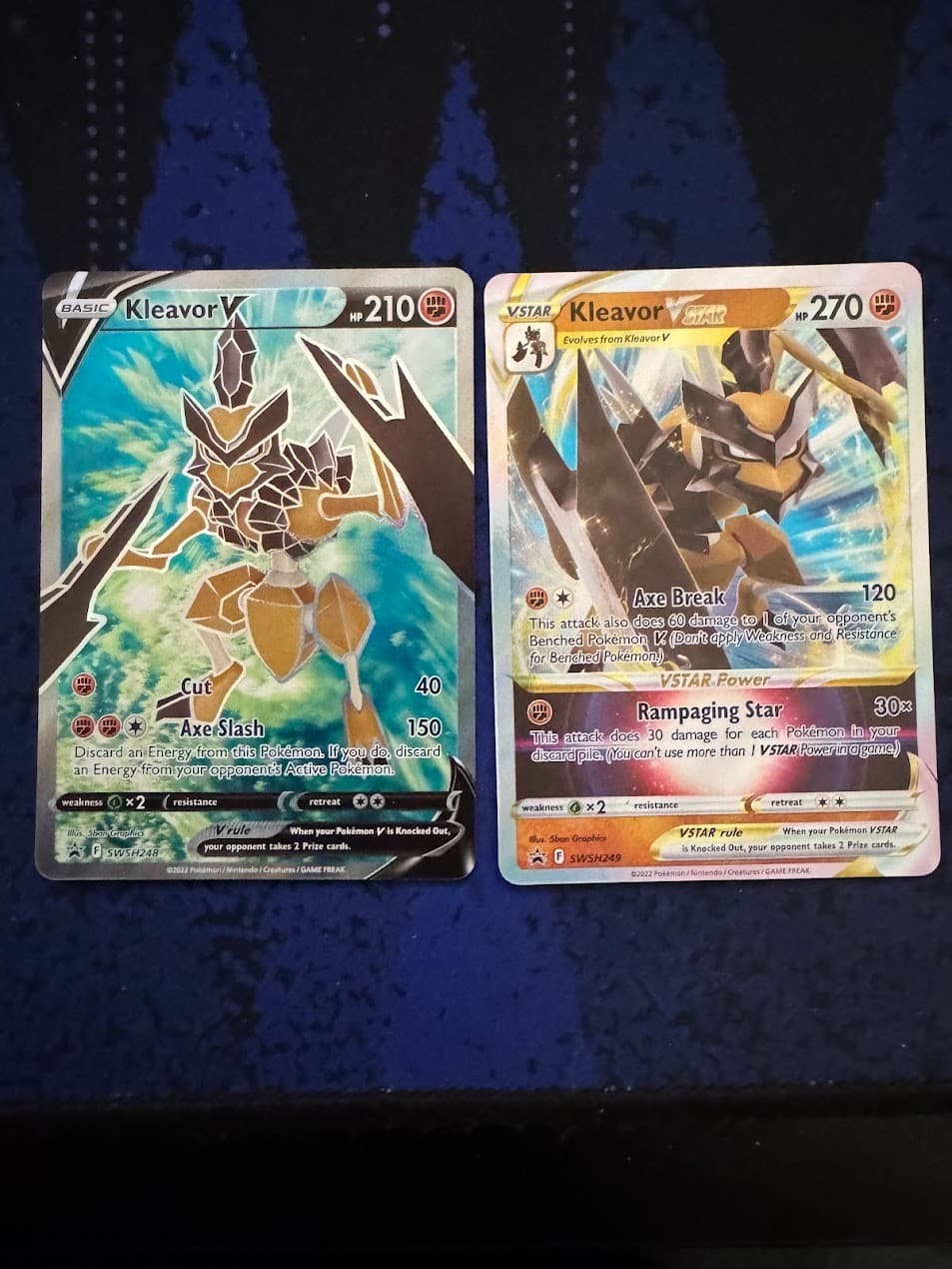 Pokemon Kleavor V SWSH248 + Kleavor VStar SWSH249 black star promos NM