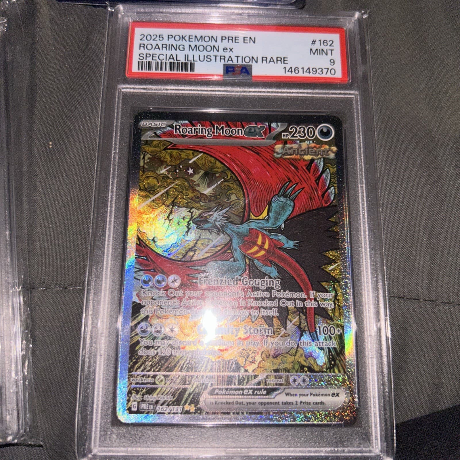 Pokemon TCG 2025 Roaring Moon ex 162/131 Prismatic Evolutions SIR Holo PSA 9