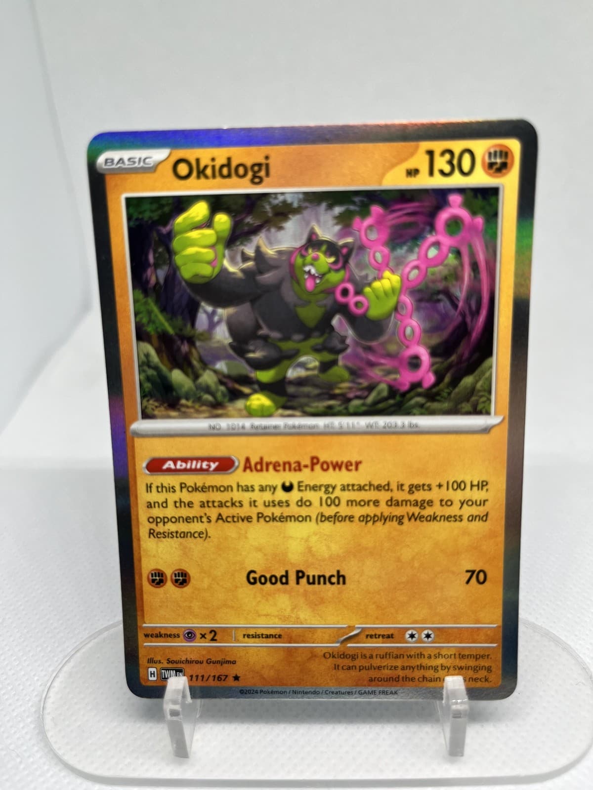 Okidogi 111/167 Rare SV06: Twilight Masquerade Pokemon Holo Near Mint