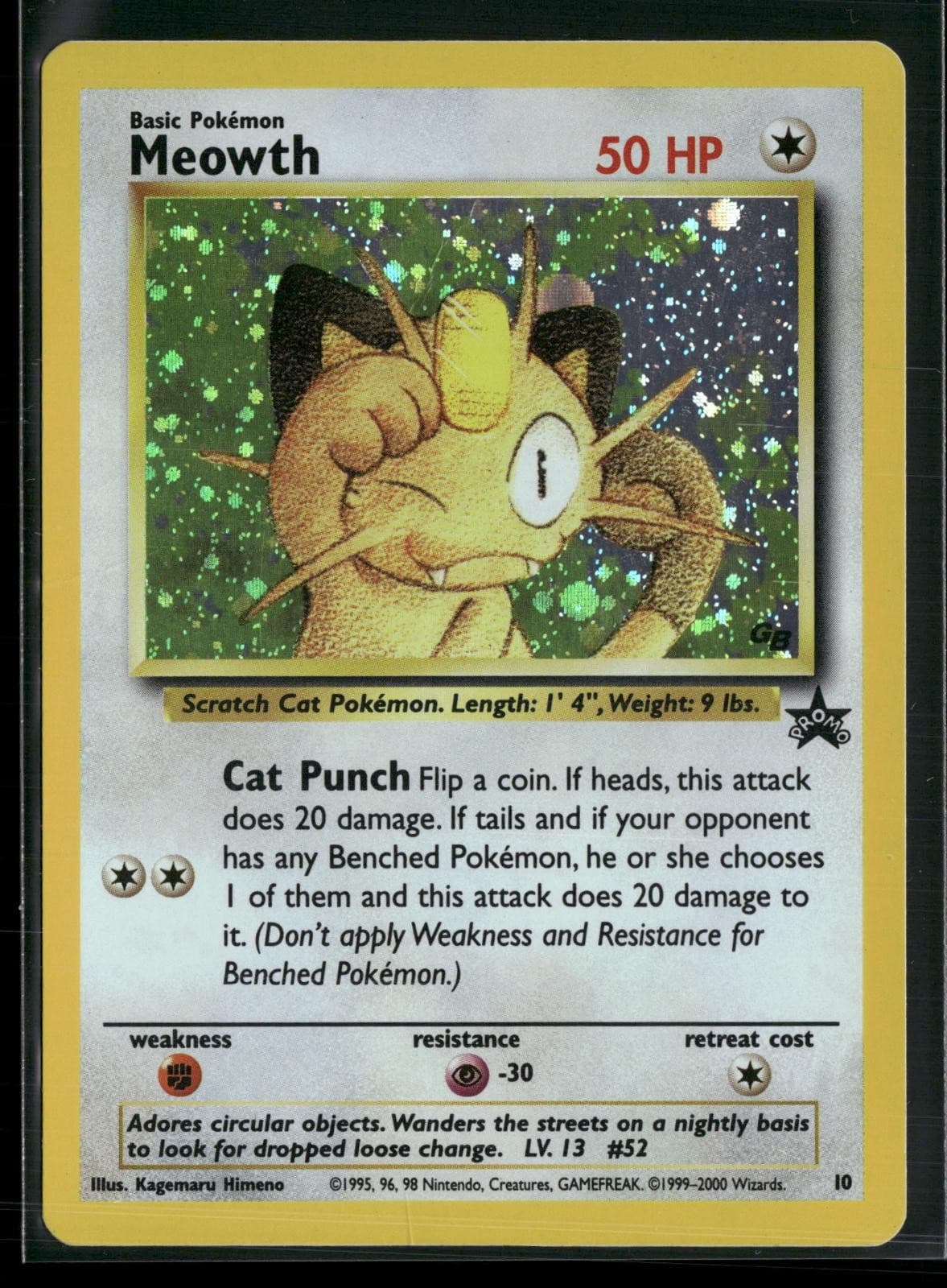 Meowth 10 Promo Wizards Black Star Promos Pokemon Holo Heavily Played