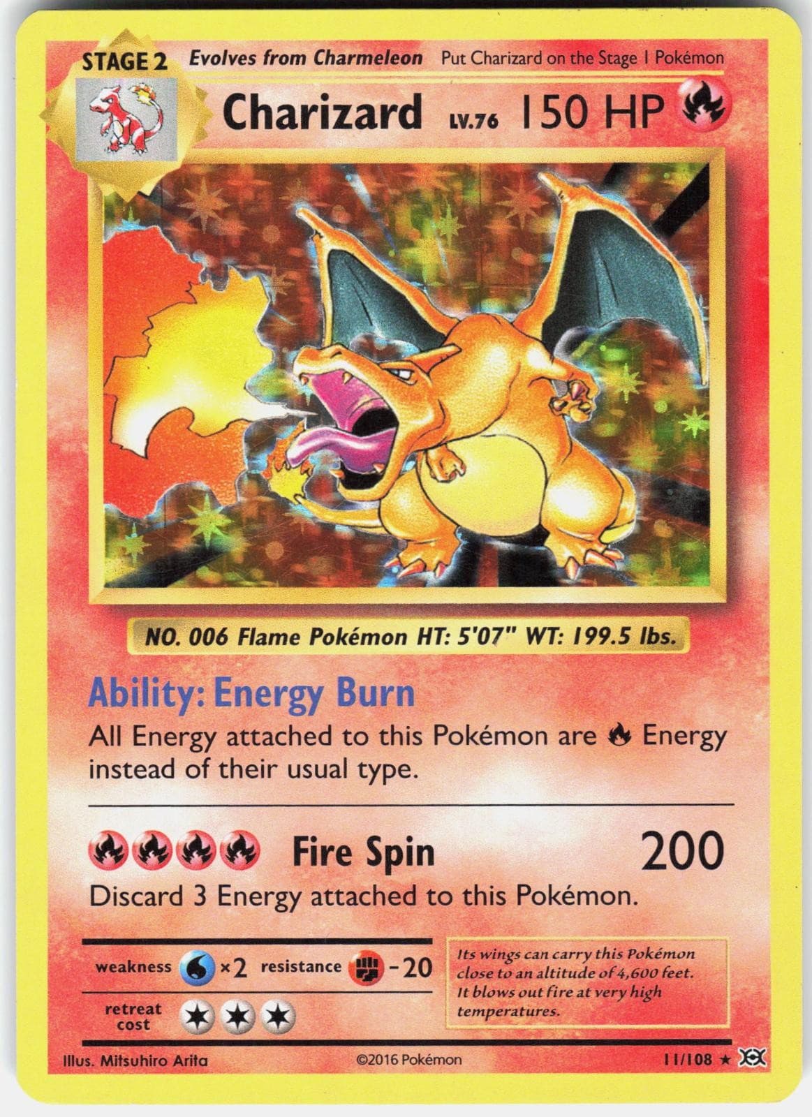 Pokemon Charizard 11/108 Holo Rare Evolutions Pokemon Near Mint
