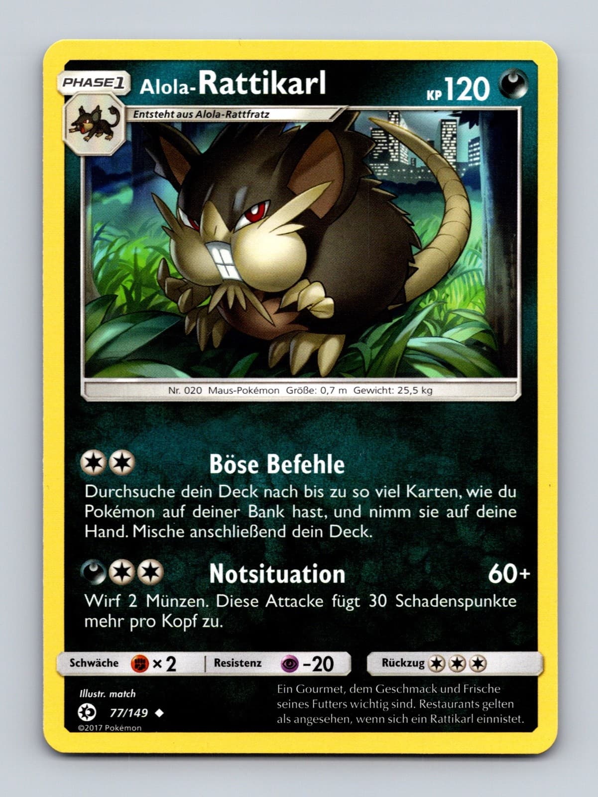 TCG Pokemon Karte DE Alola-Rattikarl 77/149 match Sonne & Mond