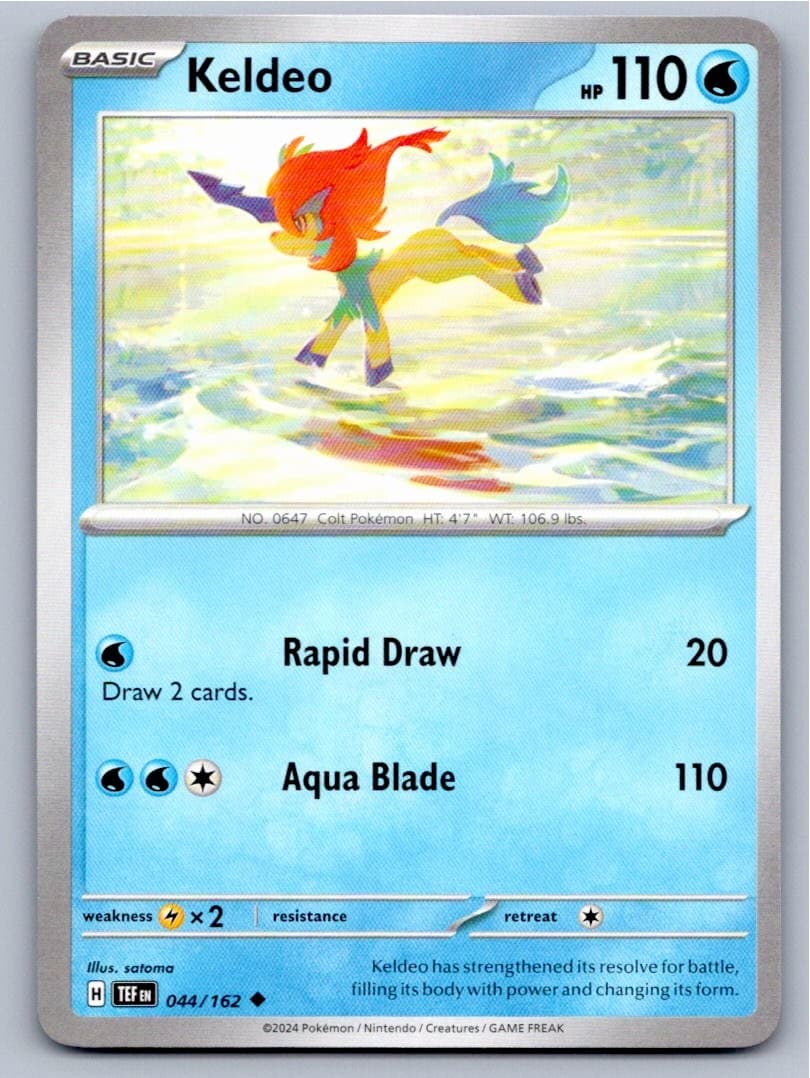 2024 POKEMON KELDEO TEMPORAL FORCES 044/162 UNCOMMON NM A35317 FREE S&H