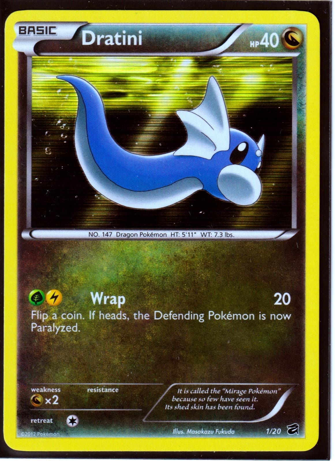2012 POKEMON DRATINI 1/20 DRAGON VAULT -RARE -HOLO - NM