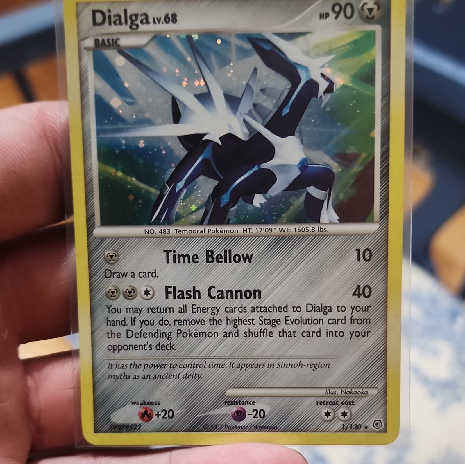 Pokemon TCG Dialga 1/130 Diamond and Pearl Holo Rare English 90 HP Basic 2007