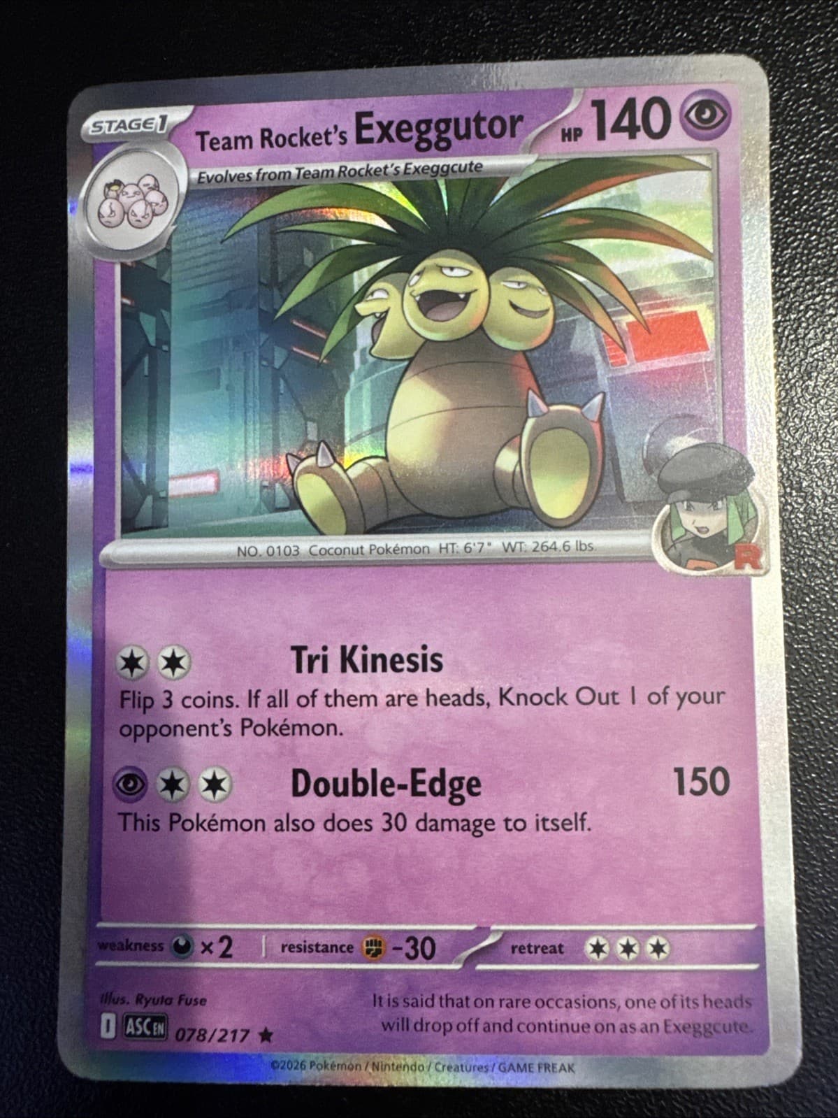 Pokemon TCG Team Rocket's Exeggutor 78/217 Ascended Heroes Holo NM
