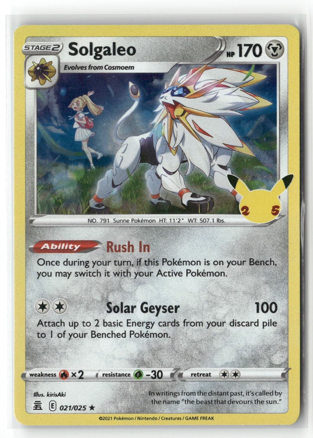 Solgaleo 021/025 Holo Rare Celebrations Pokemon Lightly Played