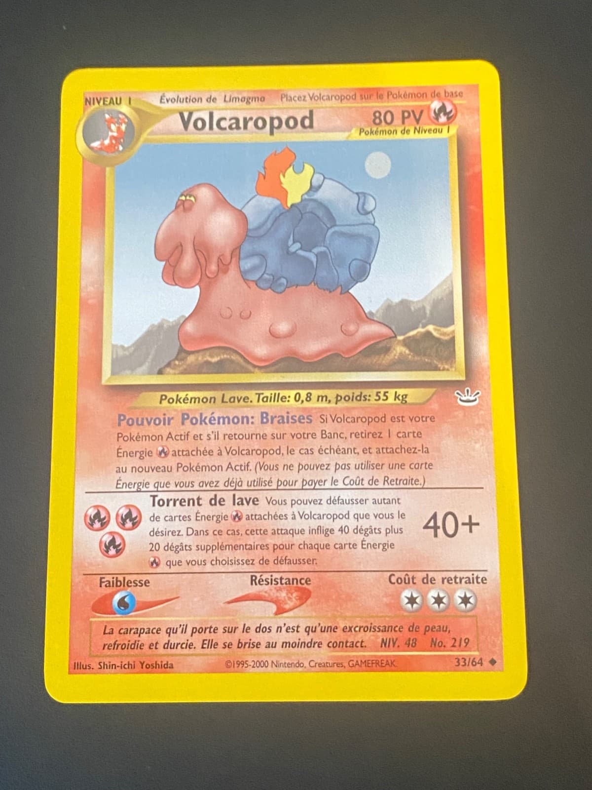 CARTE POKEMON VOLCAROPOD 33/64 FR PEU COMMUNE NEO REVELATION - EXC