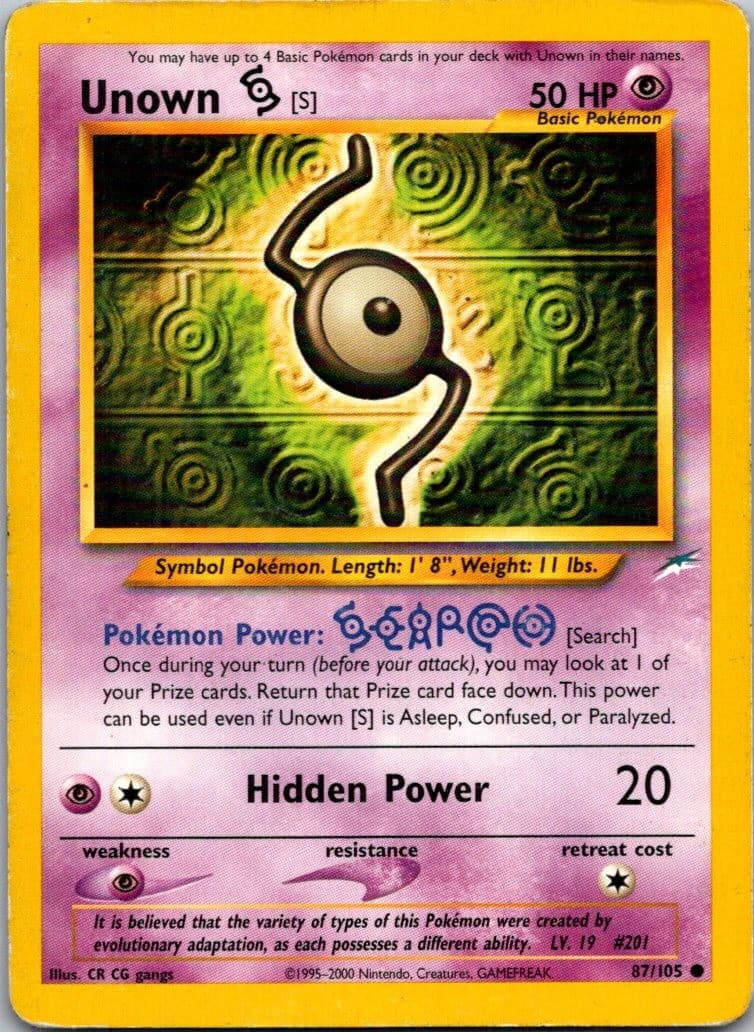 Unown [S] 87/105 Neo Destiny Pokemon TCG Unlimited C HP