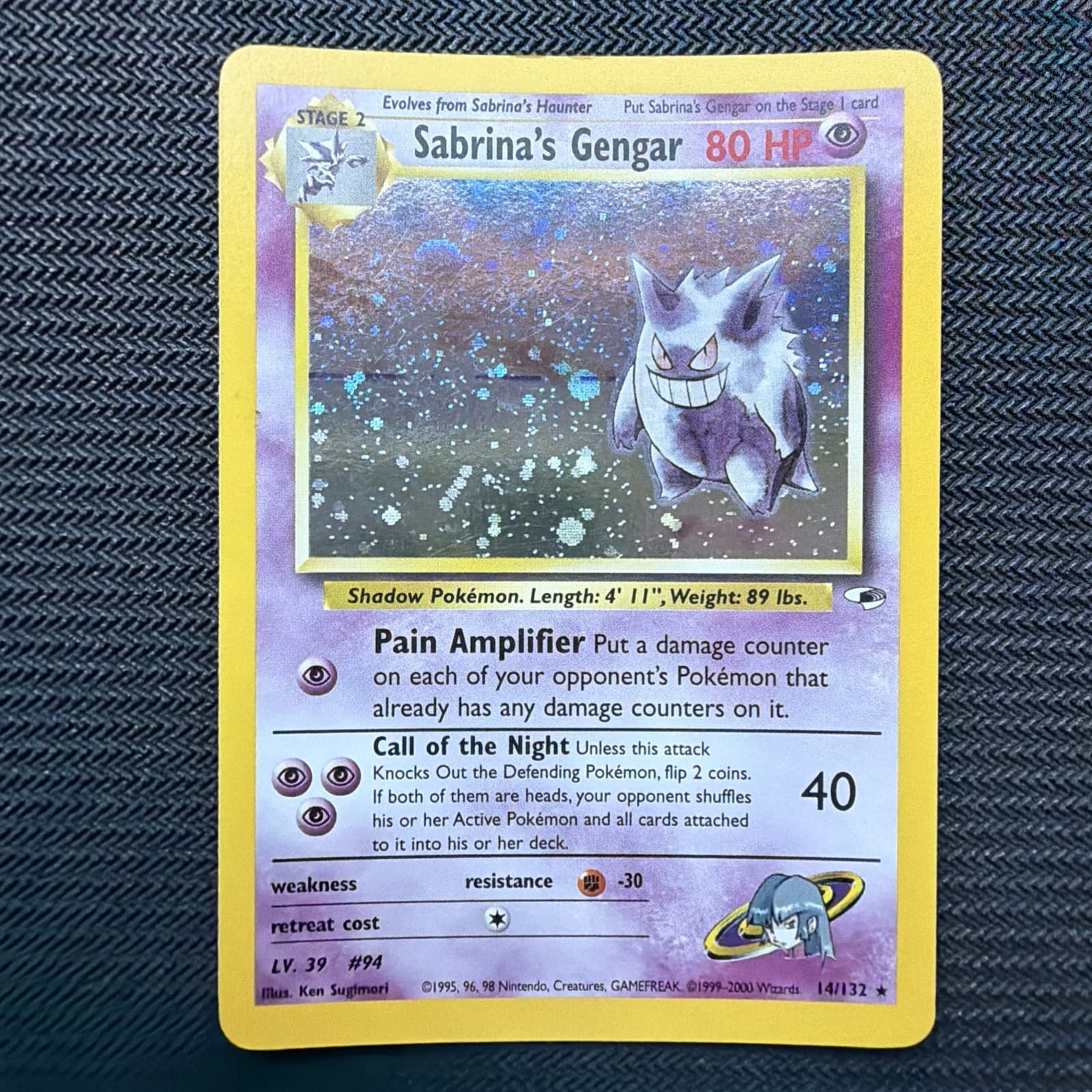 Sabrina’s Gengar 14/132 Gym Heroes 2000 English Vintage Pokémon Holo