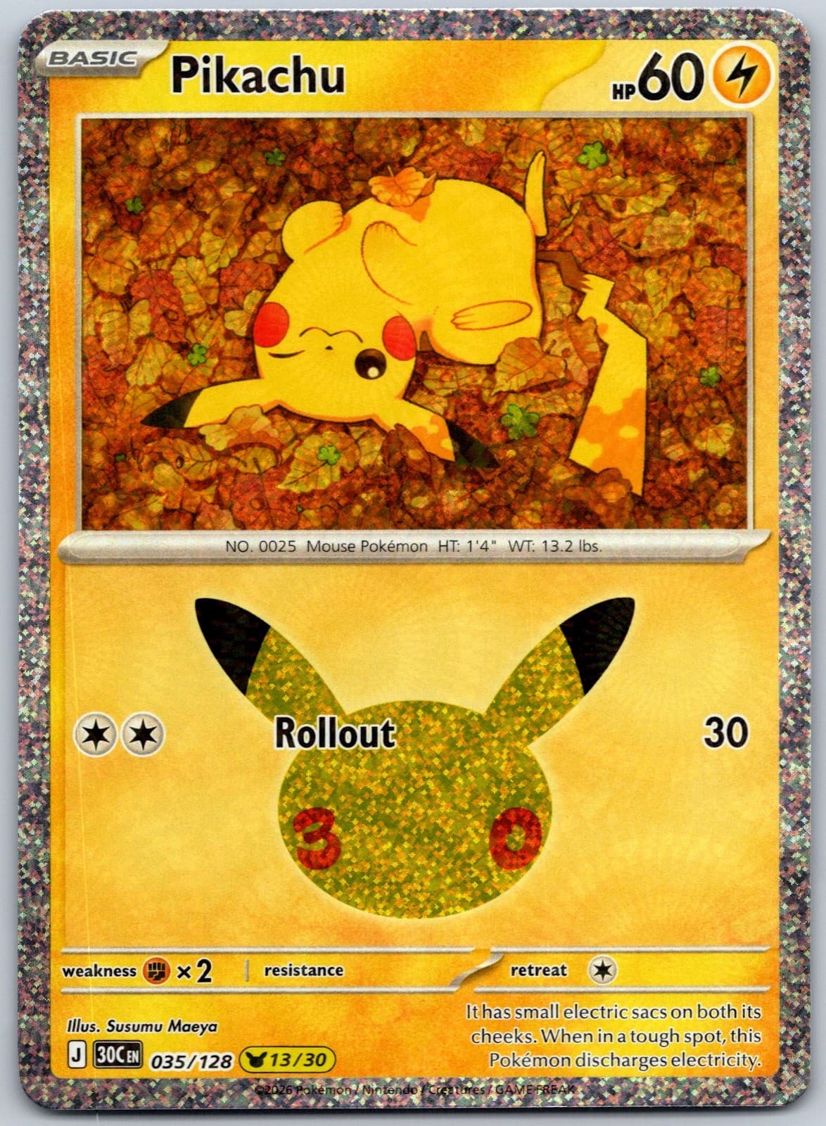Pikachu 035/128 ME: 30th Celebration Pikachu Rare Pokemon TCG NM English 2026