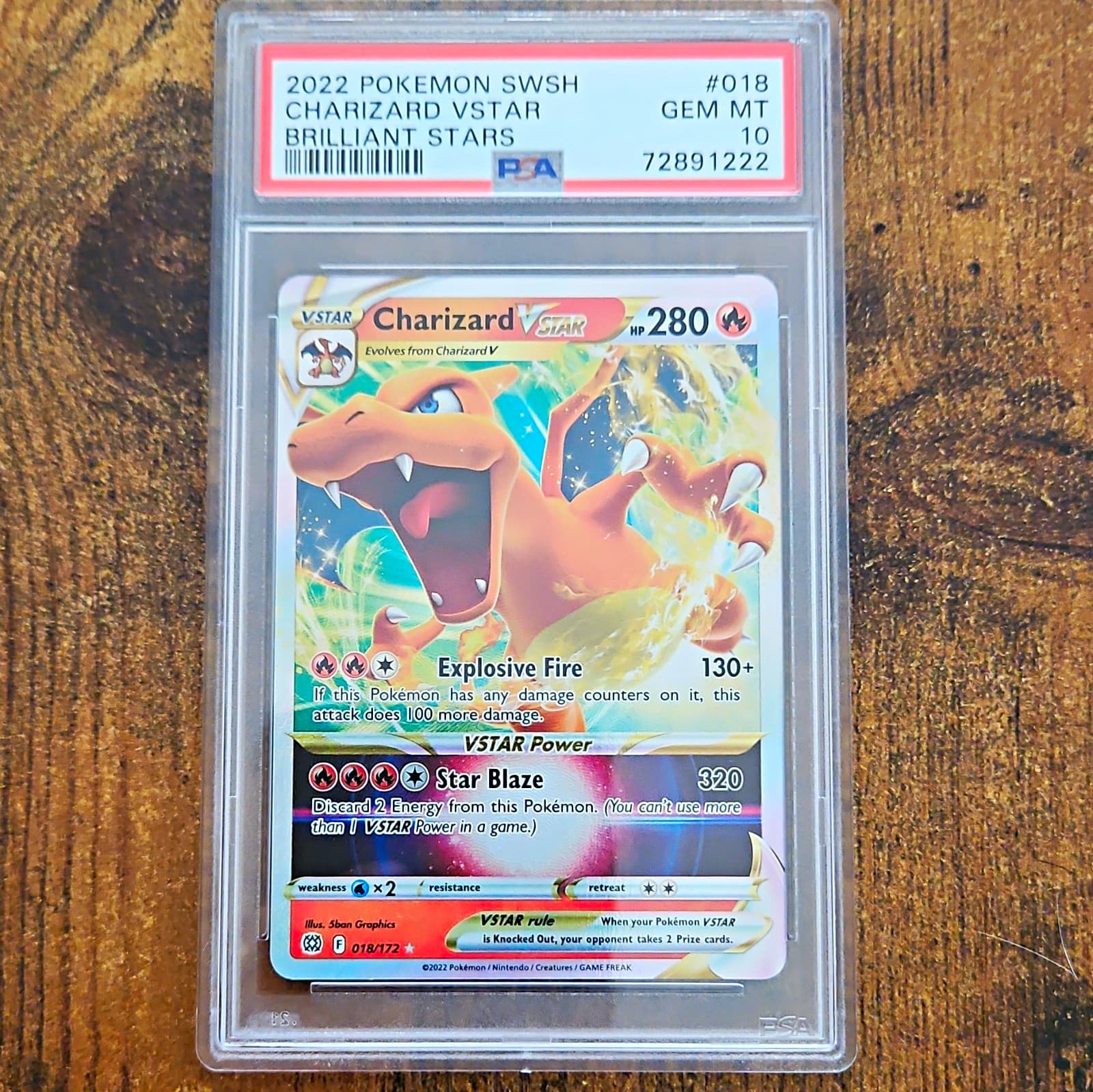Pokemon Charizard VSTAR 018/172 Brilliant Stars Holo EN PSA 10