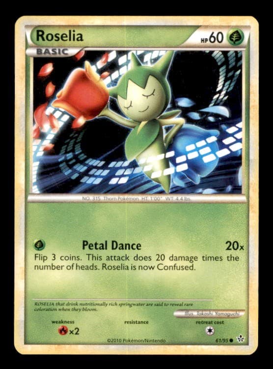 Roselia 61/95 Common HGSS Unleashed Pokemon Near Mint
