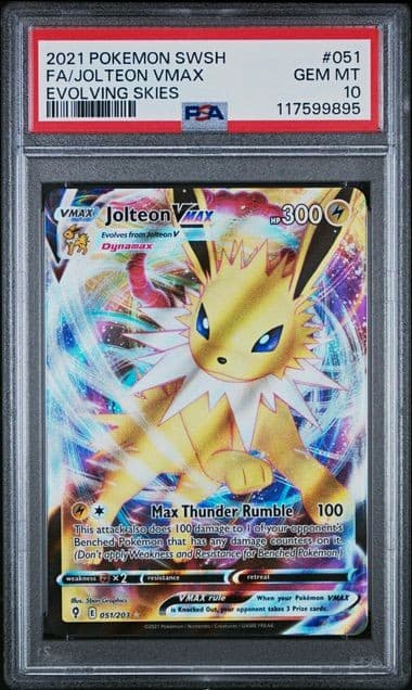 Jolteon VMAX 051/203 SWSH07 Evolving Skies Holo Ultra Rare PSA 10