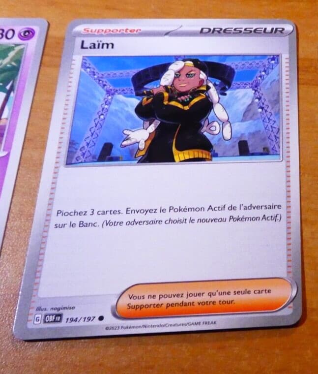POKEMON FLAMMES OBSIDIENNES CARD CARTE LAIM 194/197 FR OBF JCC MINT 2023