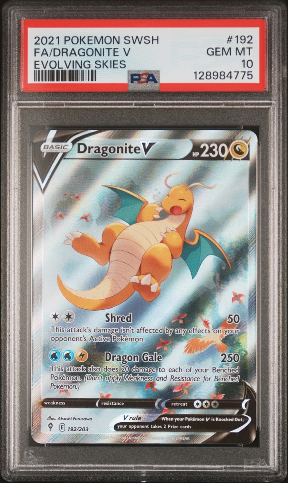 Dragonite V 192/203 Evolving Skies Pokemon PSA 10