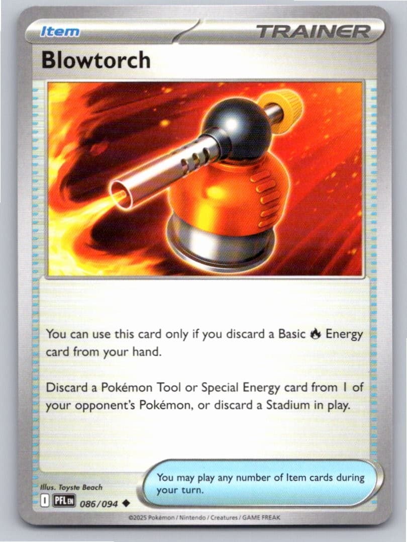 2025 POKEMON BLOWTORCH PHANTASMAL FLAMES 086/094 UNCOMMON NM A28587 FREE S&H