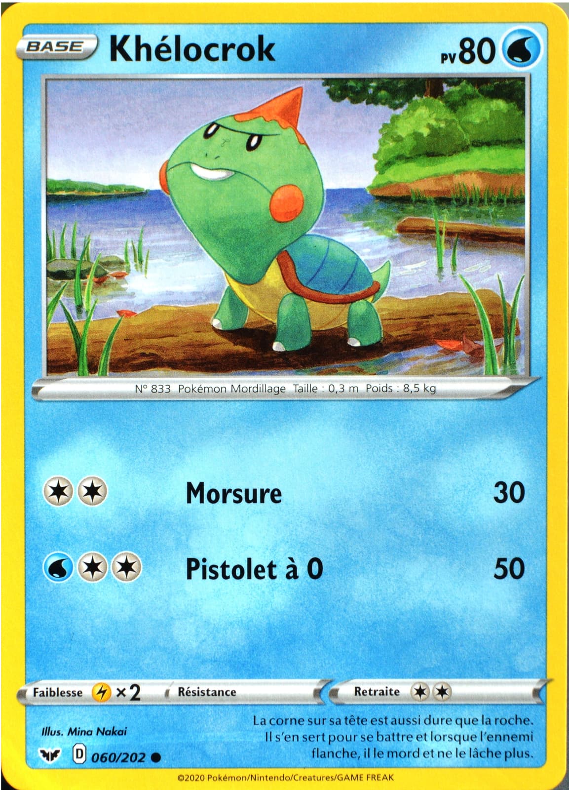 carte Pokémon 60/202 Khélocrok 80 PV Série EB01 - Epée et Bouclier 1 NEUF FR