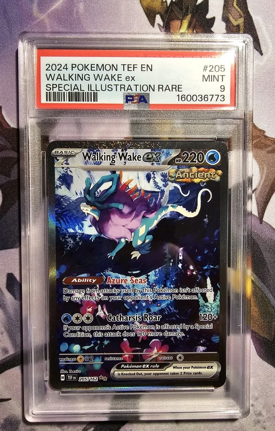 Pokemon Walking Wake ex 205/162 SV05: Temporal Forces SIR Holo PSA 9 English
