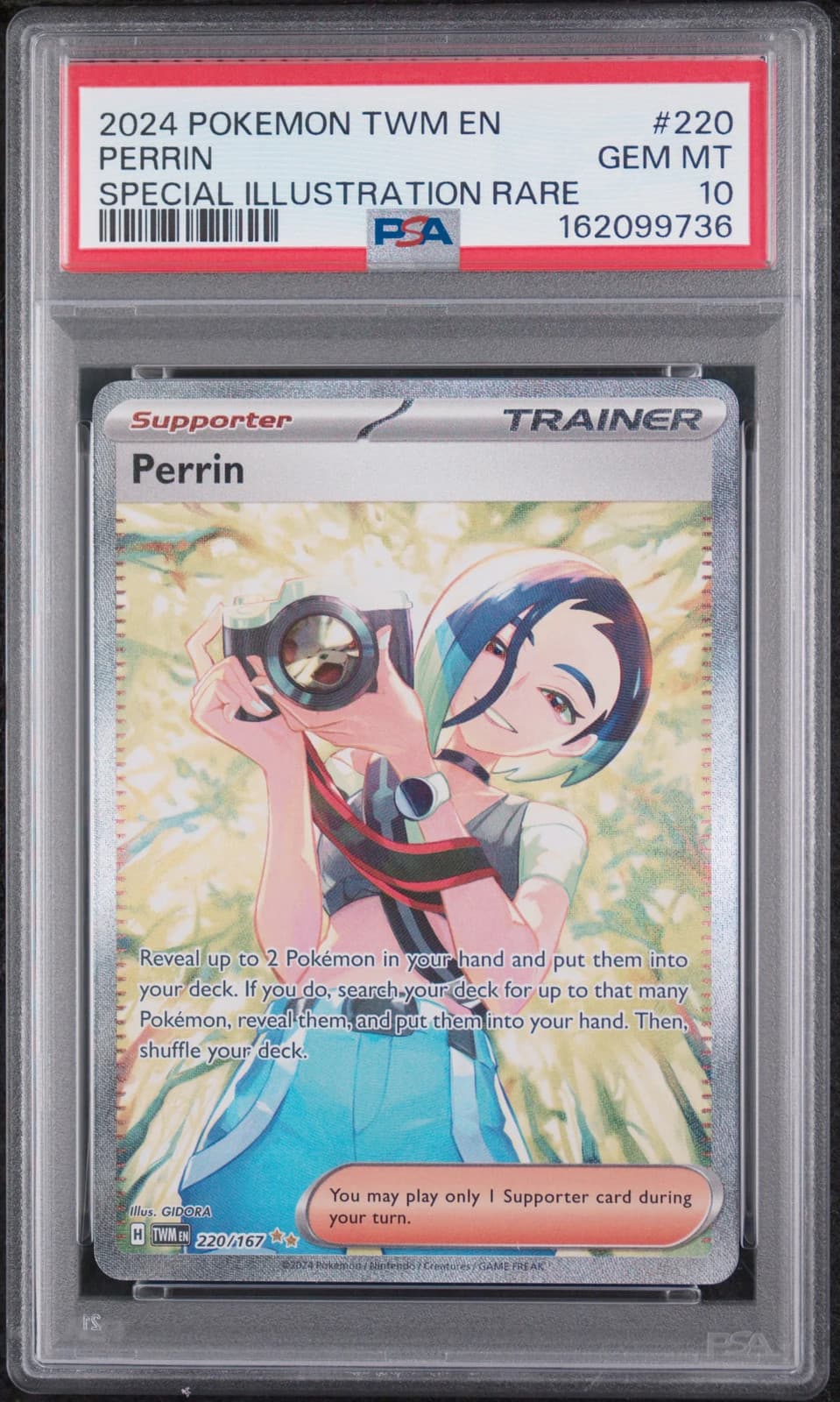 2024 Pokemon TWM EN Perrin #220 Special Illustration Rare PSA 10 GEM MINT