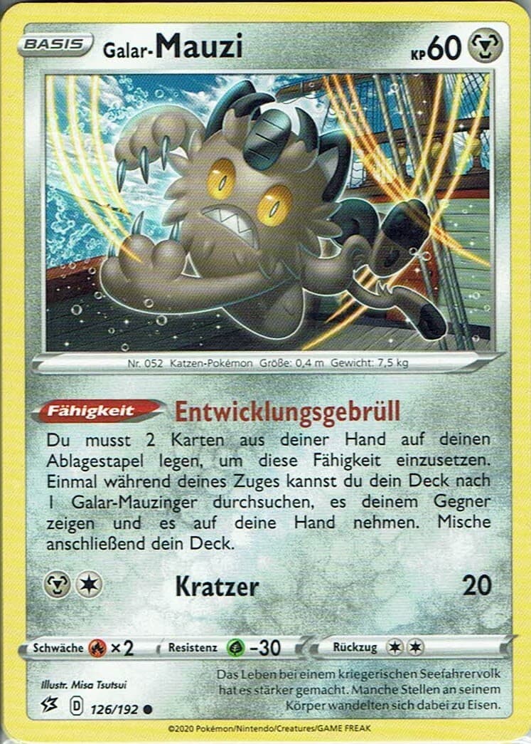 Pokemon Karte SWSH02 Clash der Rebellen Nr. 126/192 Galar-Mauzi