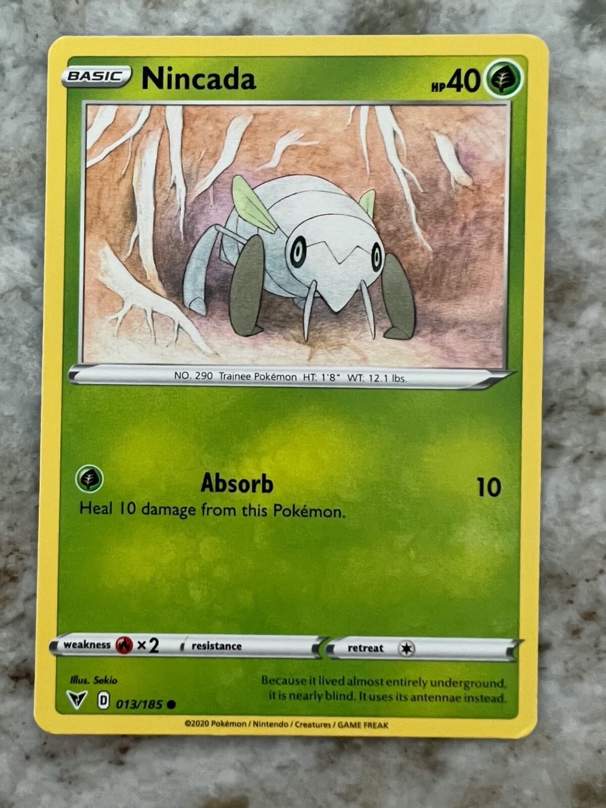 Pokemon TCG Nincada Card 13/185 Sword & Shield Vivid Voltage Common NM