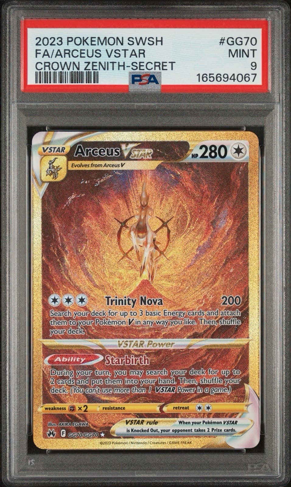 Arceus VSTAR (Secret) GG70/GG70 SWSH: Crown Zenith: Galarian Gallery Holo PSA 9
