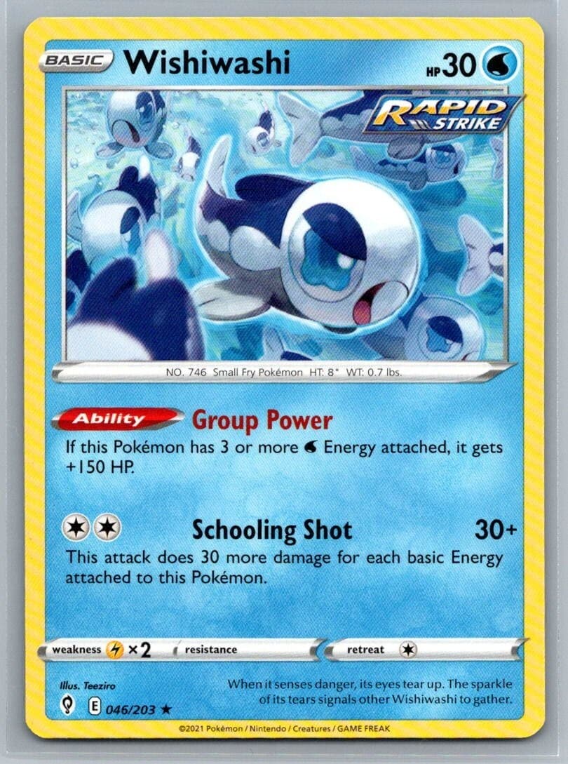 Wishiwashi 46/203 Evolving Skies Rare Pokémon TCG 2021
