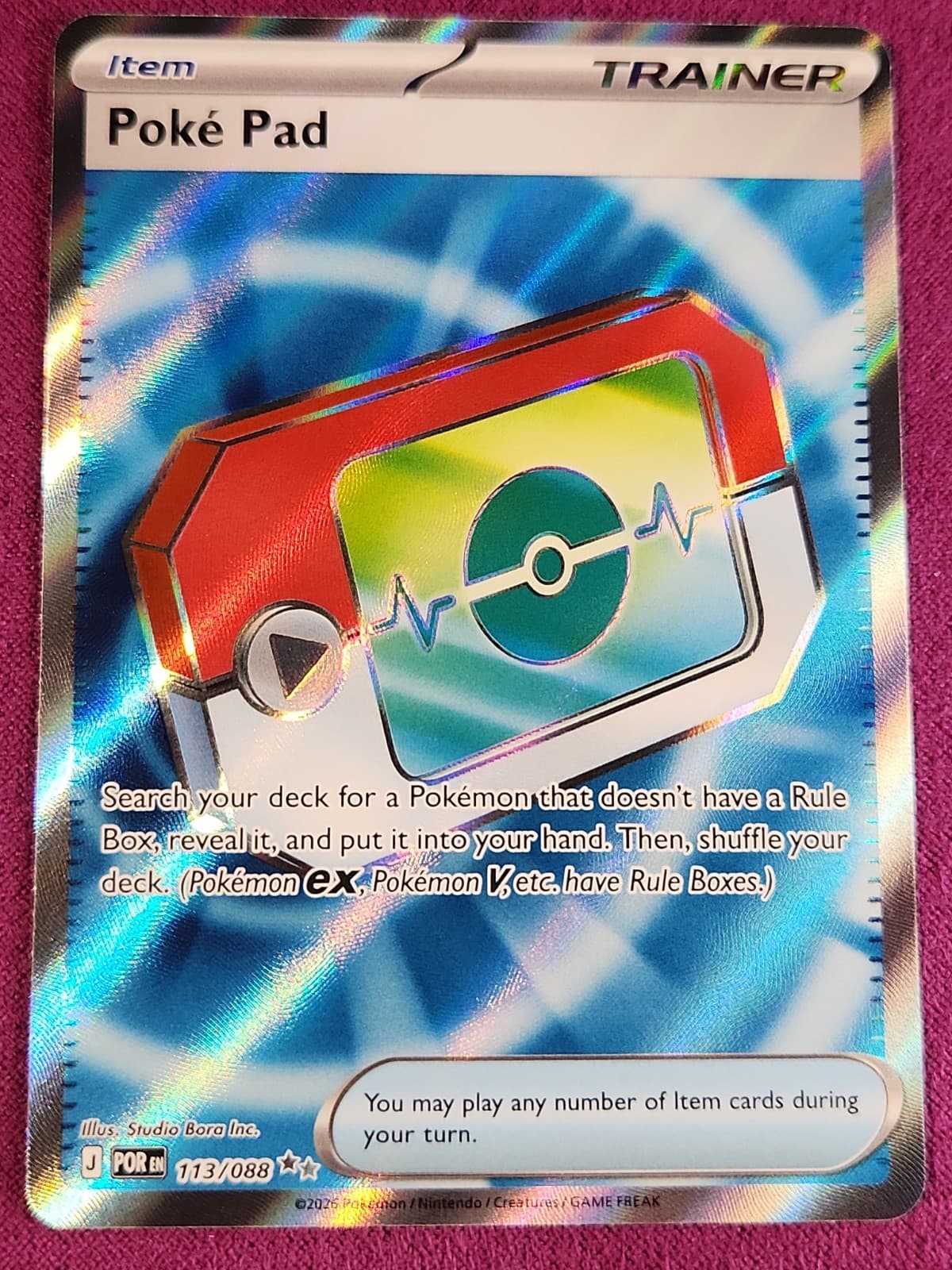Pokémon TCG Poké Pad 113/088 Trainer Card Perfect Order NM