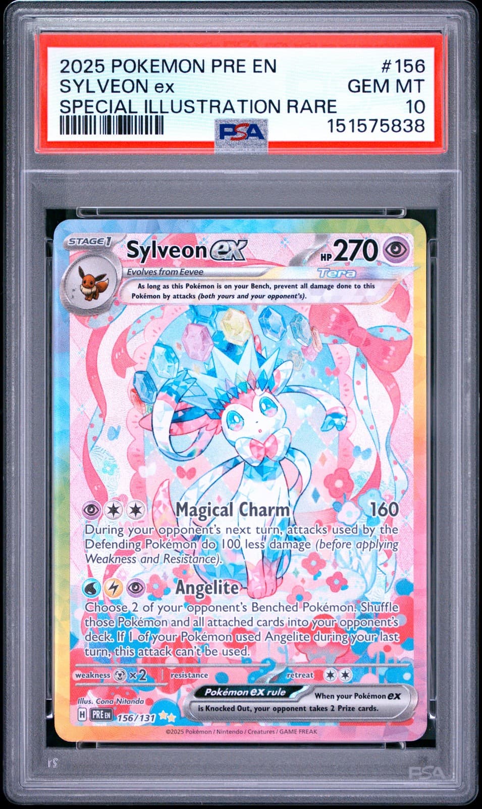 2025 POKEMON PRE EN-PRISMATIC EVOLUTIONS #156 SYLVEON EX PSA 10
