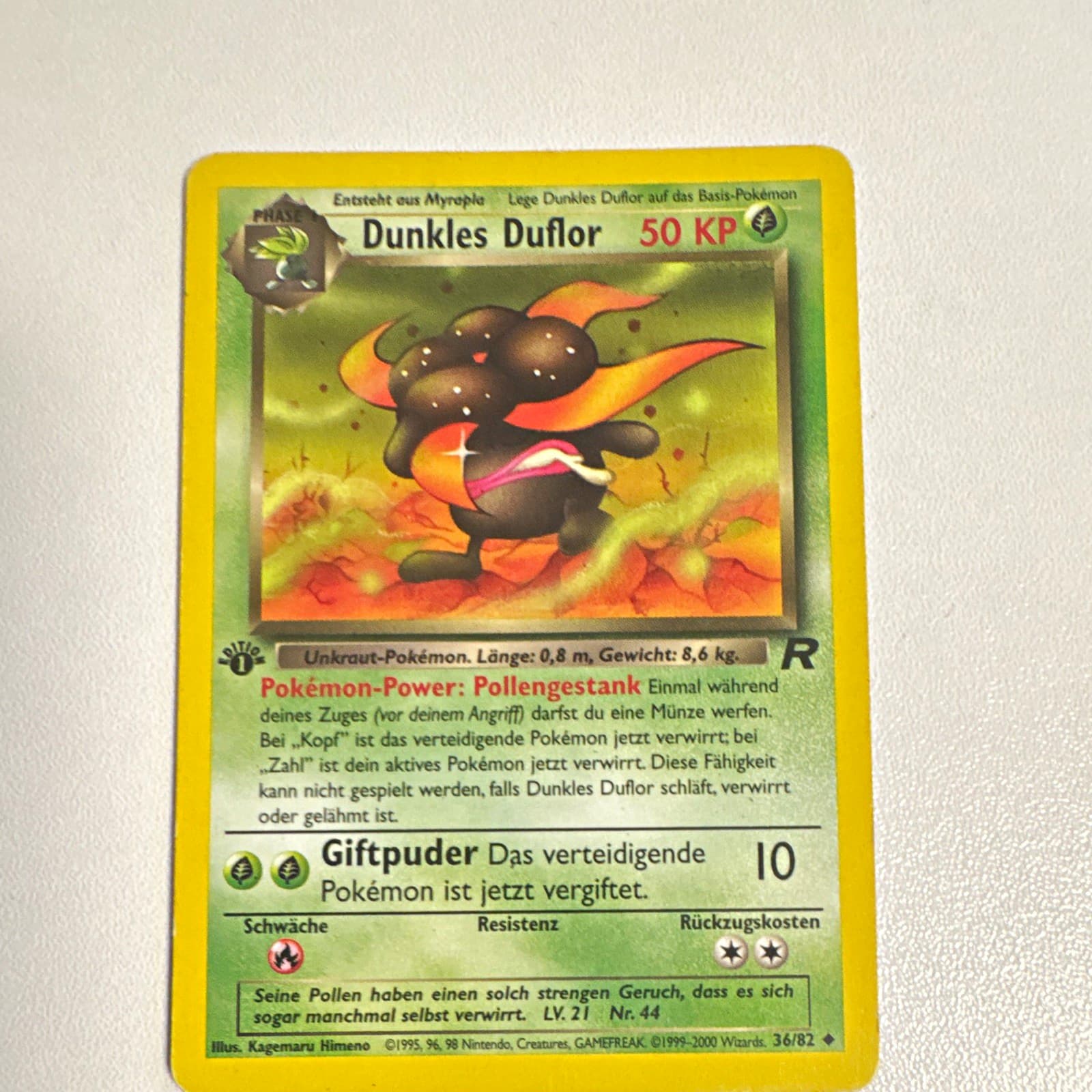 Pokémon Dunkles Duflor 36/82 – 1. Edition – Team Rocket 2000 – Deutsch – Vintage