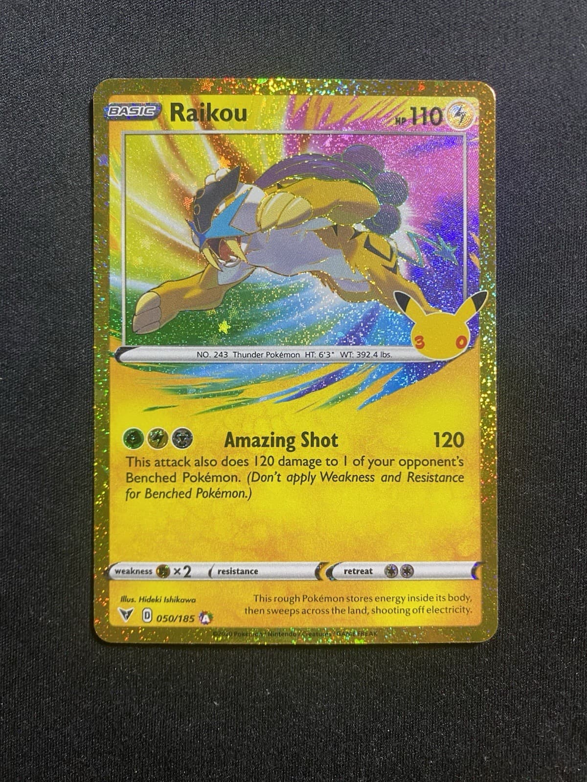 Raikou 050/185 30th Celebration Classic Collection Pokemon Card NM