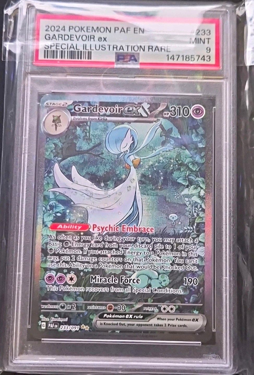 Pokemon TCG SV: Paldean Fates Gardevoir ex SIR Holo EN 233/091 2024 PSA 9