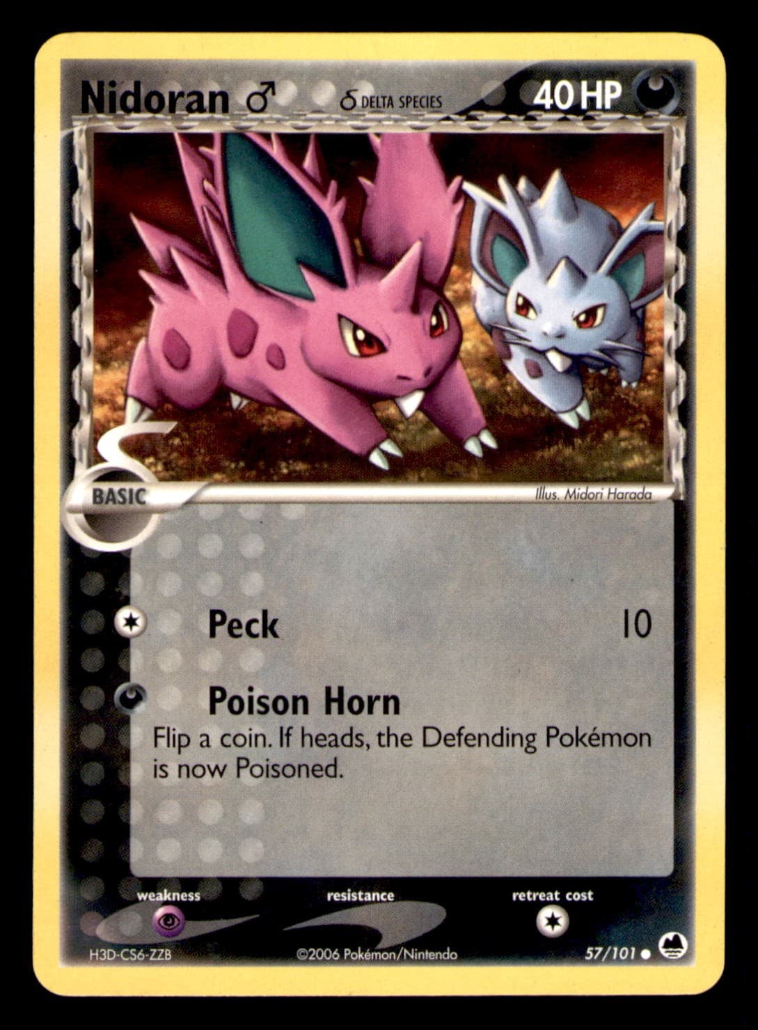 Nidoran M 57/101 Common Dragon Frontiers Pokemon Lightly Played