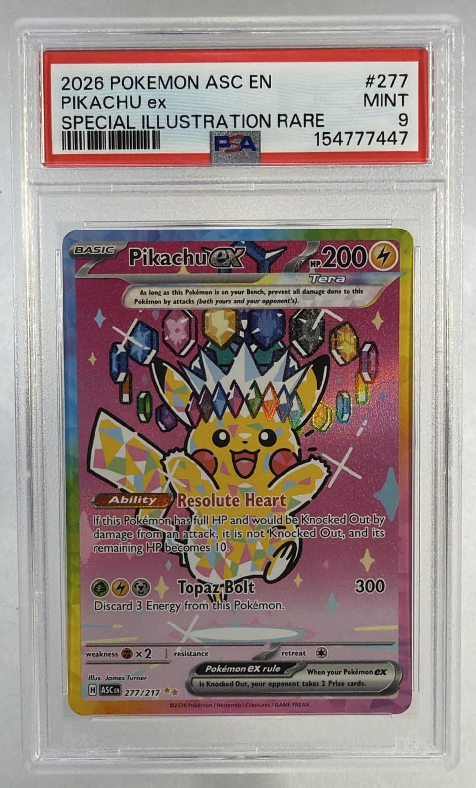 2026 Pokemon Ascended Heroes Pikachu ex Special Illustration Rare PSA 9 #277/217