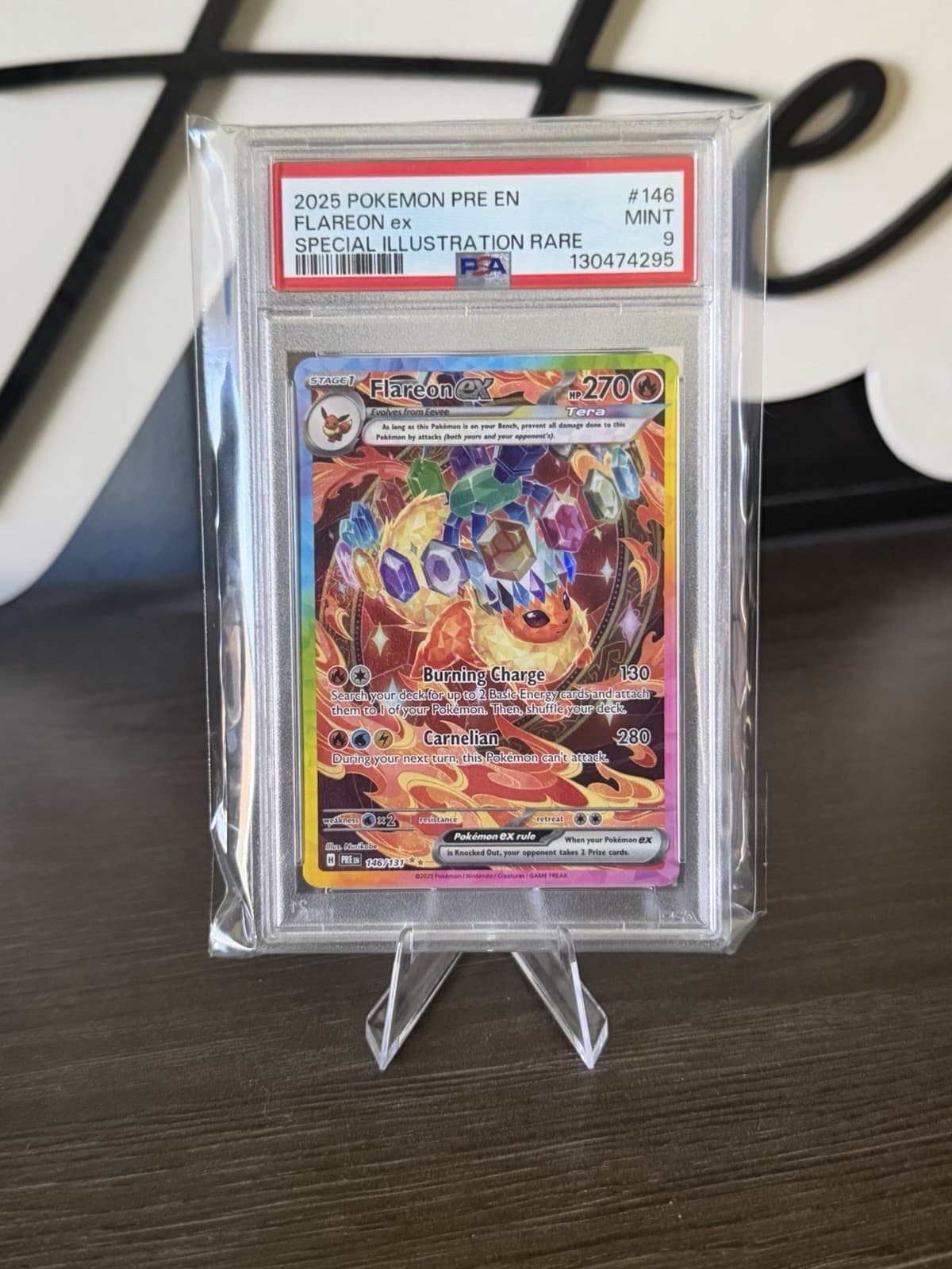 PSA 9 2025 Pokemon Flareon ex 146/131 Prismatic Evolutions SIR Holo EN