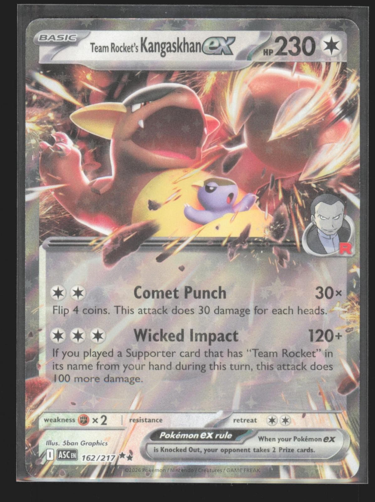 Team Rocket's Kangaskhan ex 162/217 Double Rare Ascended Heroes Pokemon Holo NM
