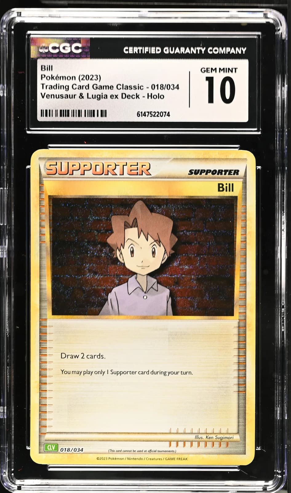 Bill 018/034 Pokemon TCG Classic Holo CGC 10 Graded Trainer Card 2023