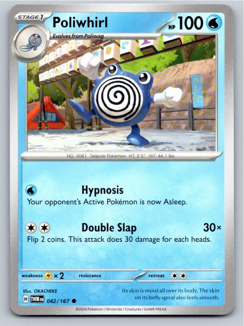 2024 POKEMON POLIWHIRL TWILIGHT MASQUERADE 042/167 COMMON NM A38664 FREE S&H