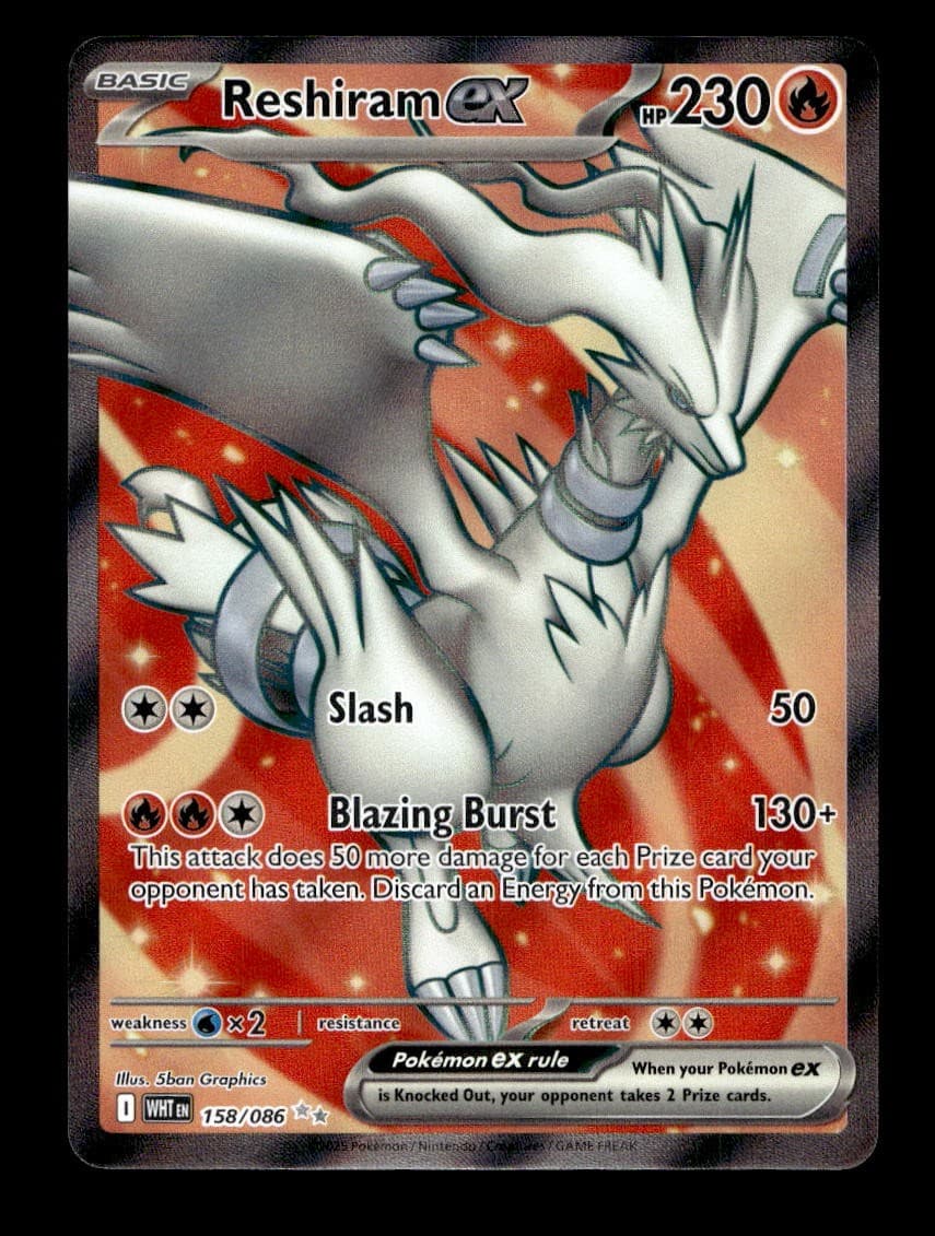 Reshiram ex 158/086 Holo Ultra Rare White Flare Pokemon Near Mint