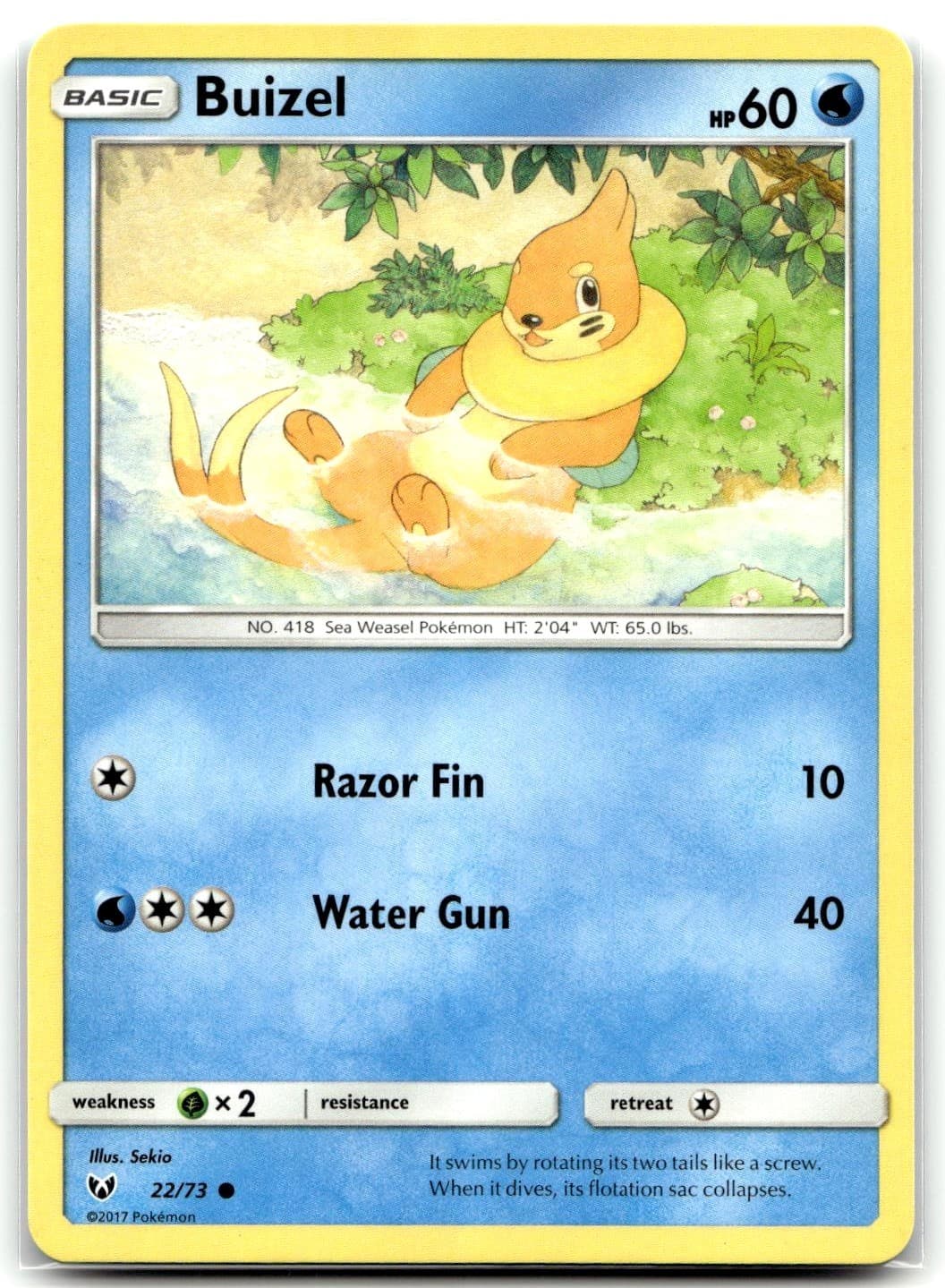 Buizel 22/73 Shining Legends Common Pokemon TCG NM