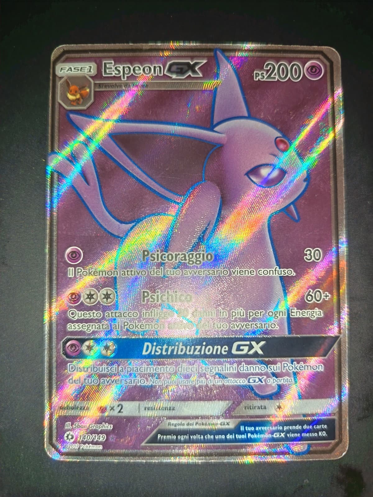 💫Carta Pokemon Espeon Gx Set Sole E Luna 140/149 Ita Exc Full Art