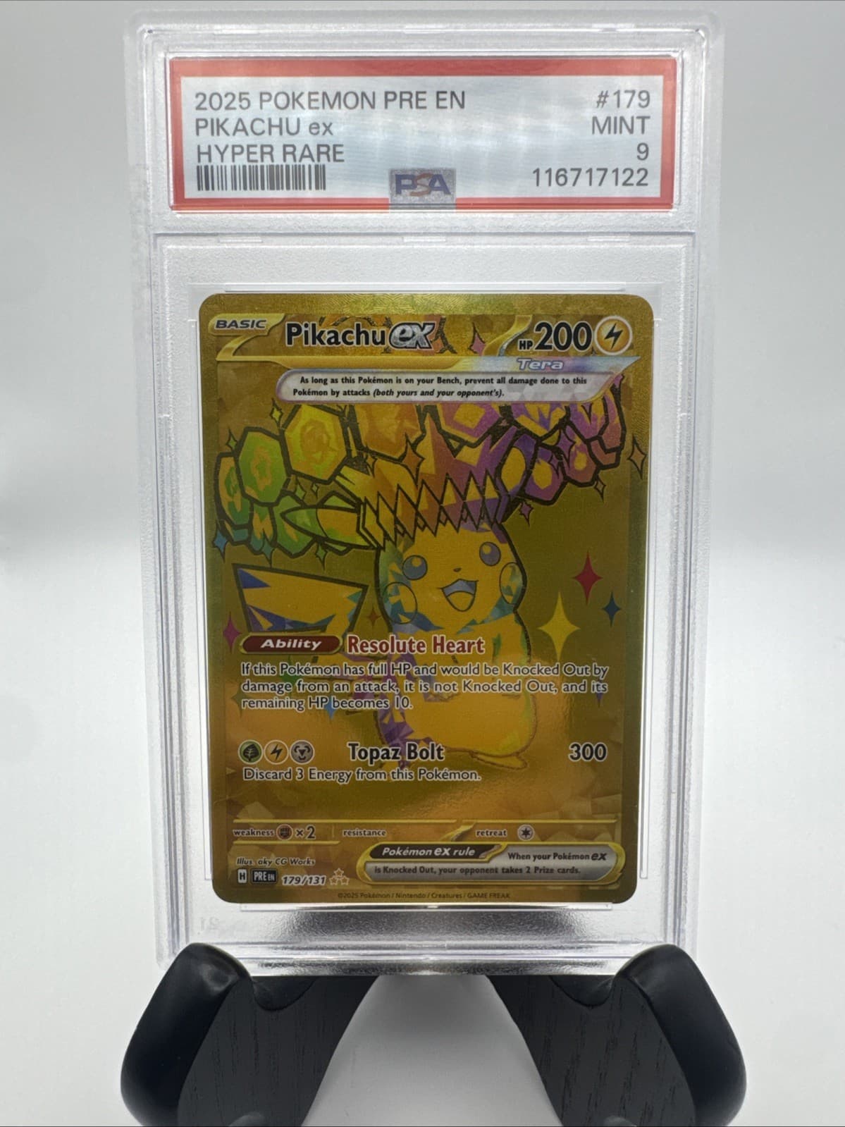 Pokemon TCG 2025 Prismatic Evolutions Pikachu ex 179/131 Hyper Rare Holo PSA 9