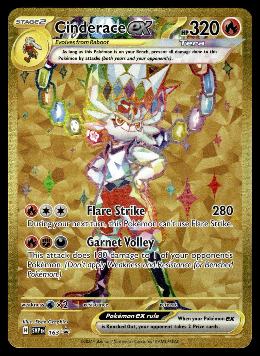 Cinderace ex SVP 163 SV Scarlet & Violet Black Star Promo Pokemon Card - NM