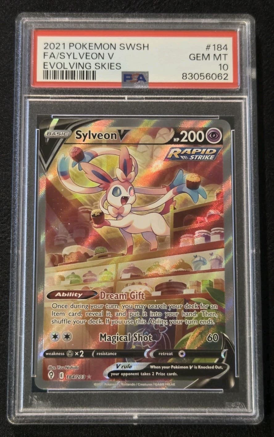 PSA 10 POKEMON TCG SYLVEON V #184/203 ALTERNATE ART EVOLVING SKIES