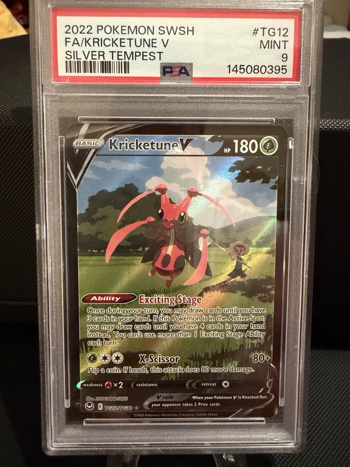 Pokémon 2022 Silver Tempest Full Art Kricketune V #TG12 PSA 9 Mint