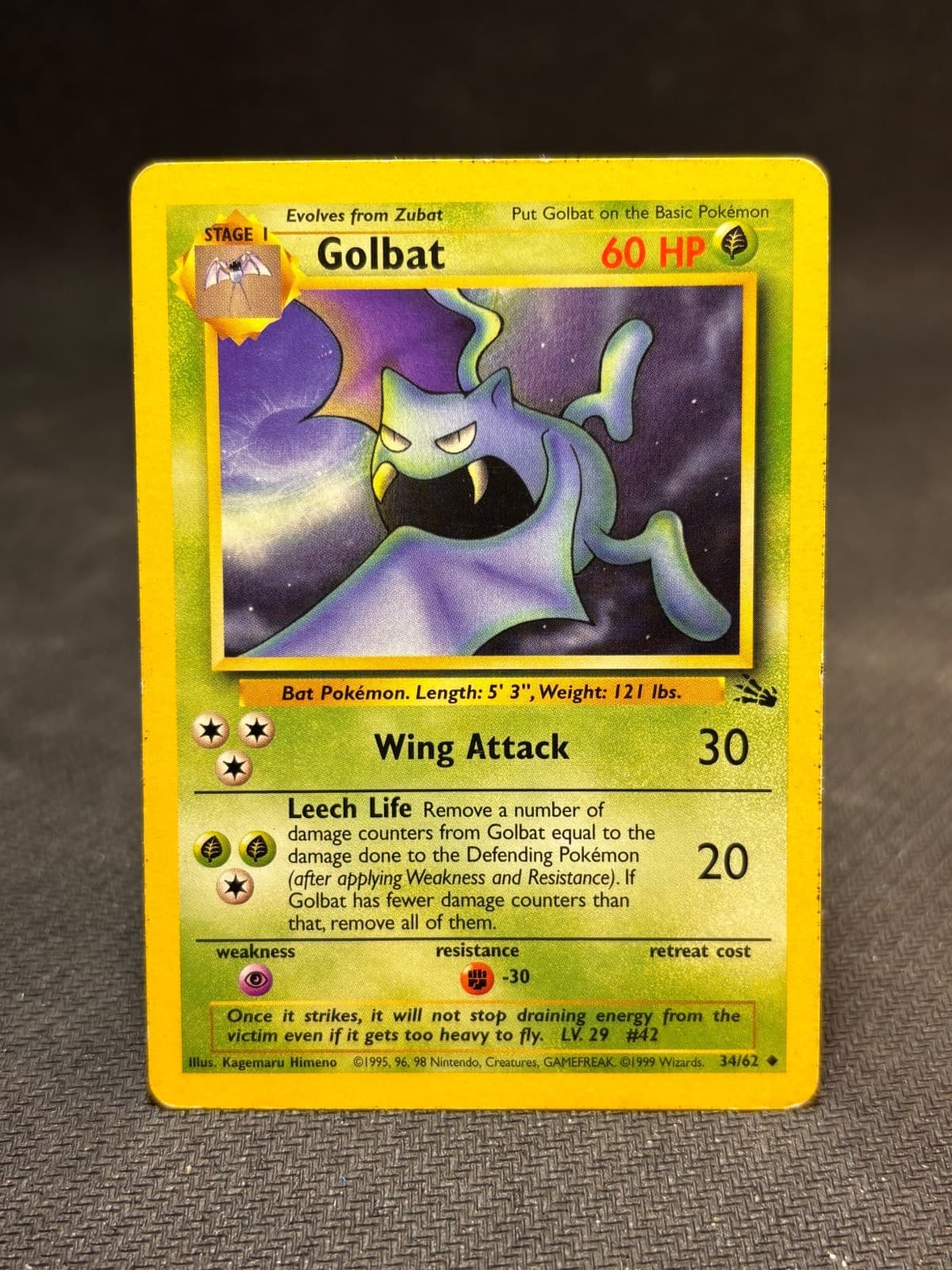 Golbat 34/62 Uncommon Fossil Pokemon Unlimited Moderately Played