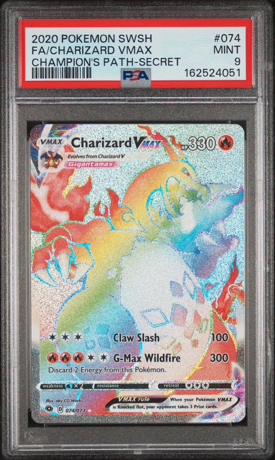 Charizard Vmax 074/073 Pokemon Champion's Path Secret PSA 9