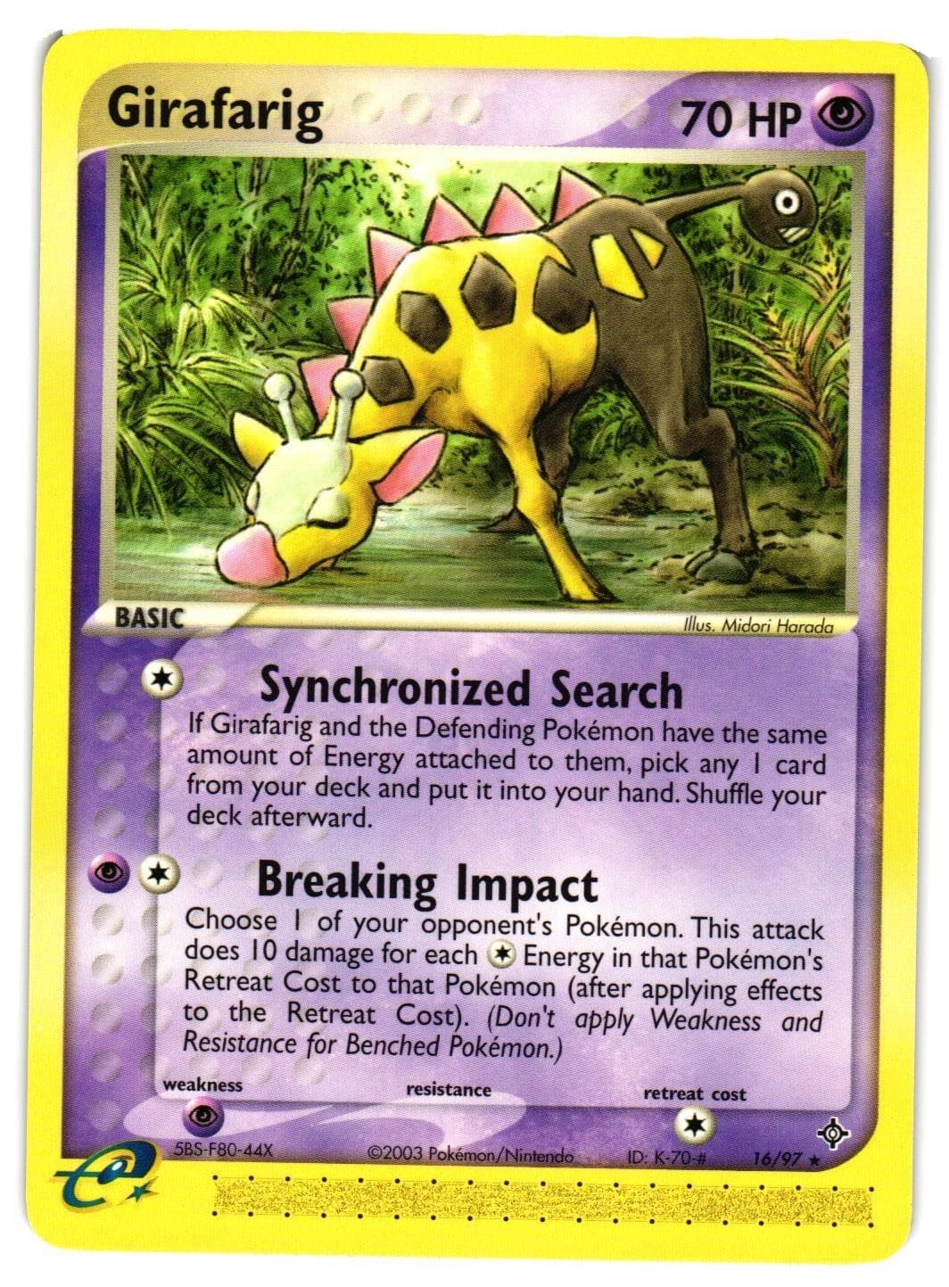 Pokémon TCG Girafarig 16/97 EX Dragon Regular Rare NM